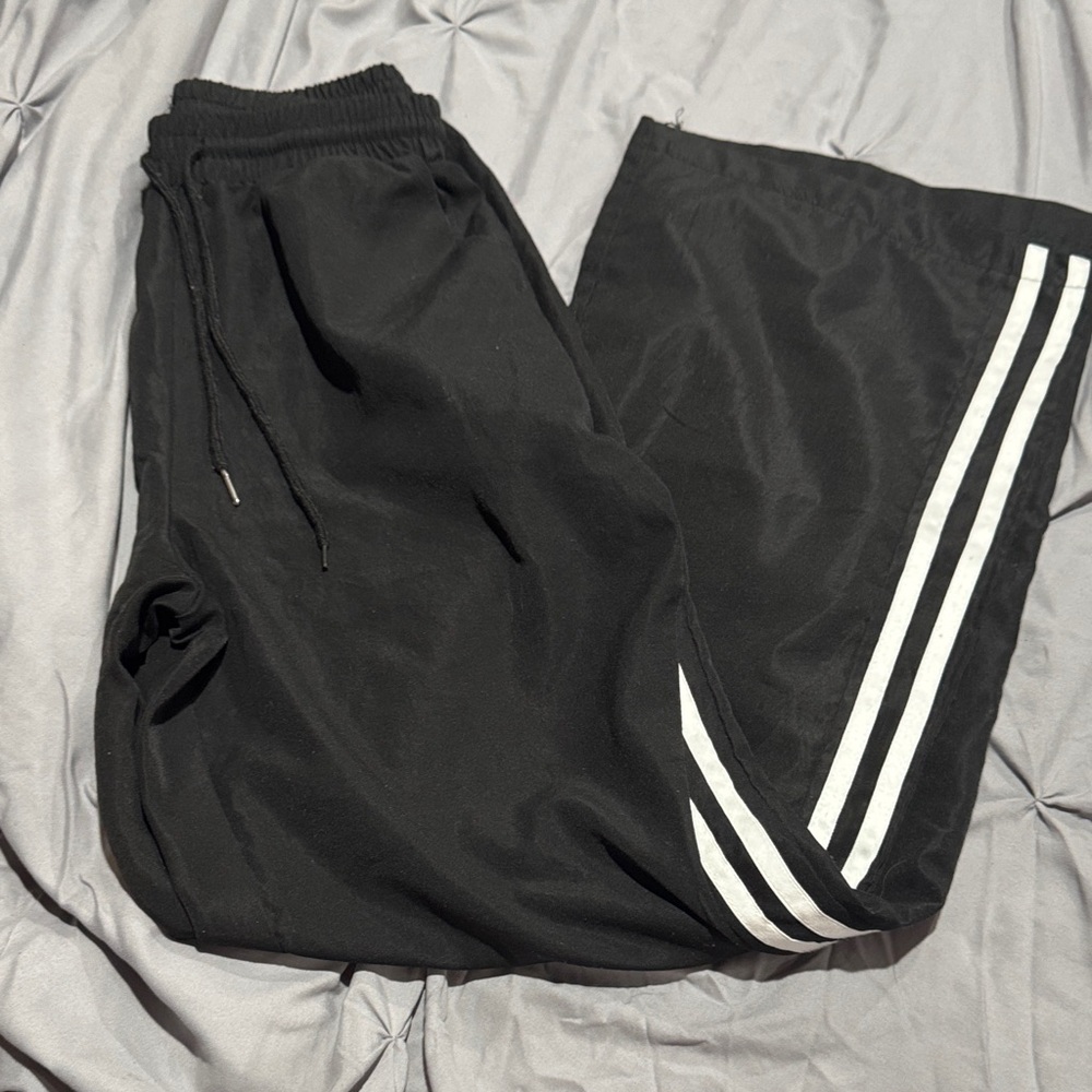 Women's Black Joggers with White Stripes